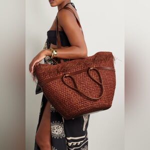 Johanna Ortiz Tropical Enclave Beach Bag in Brown Sienna - Burgundy.